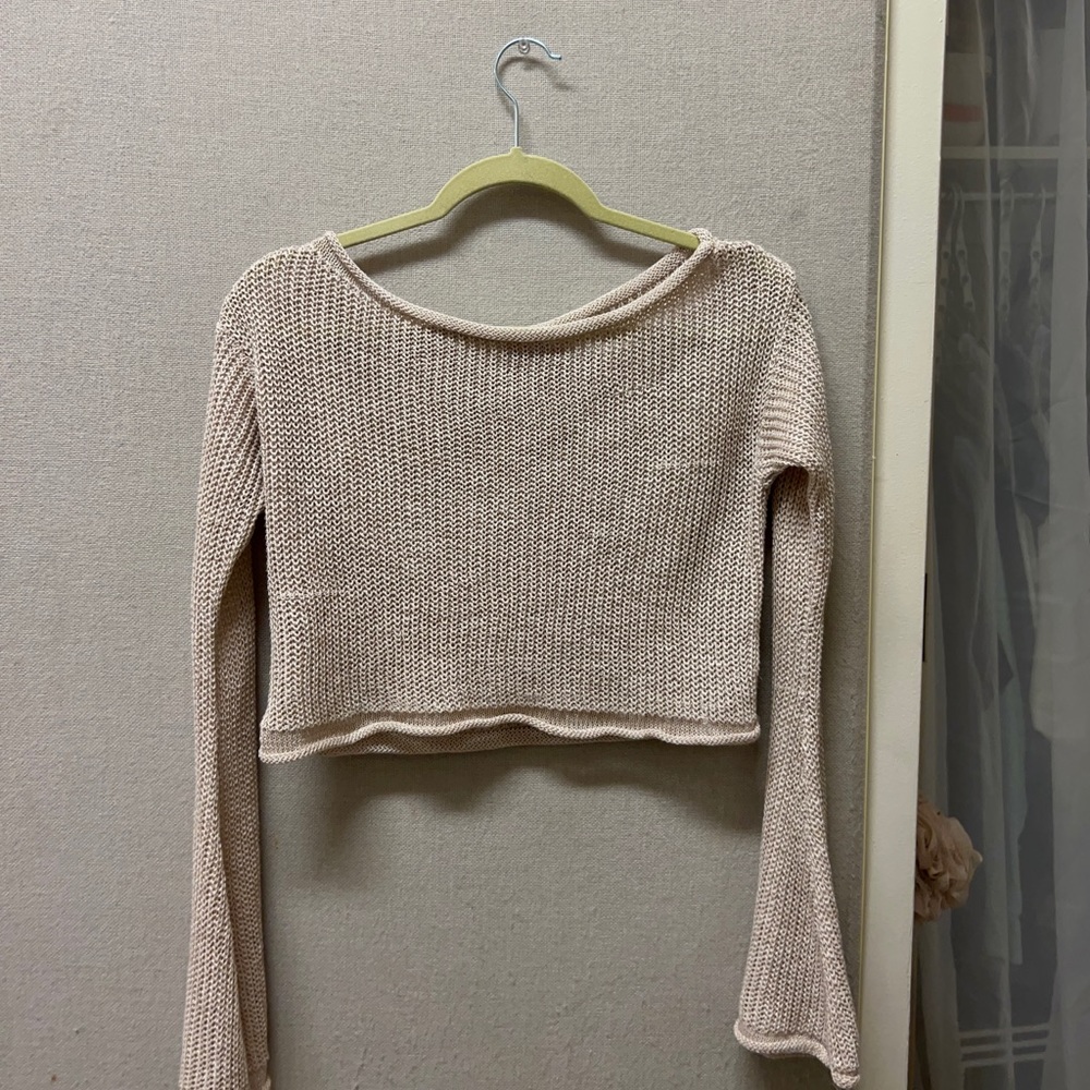 Bell Sleeve Crop Sweater
